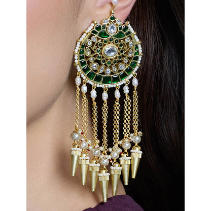 Joules By Radhika Multi-Color Regal Dazzle Drop Chandbali Earrings