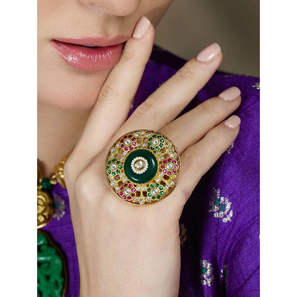 Joules By Radhika Multi-Color Emerald Royal Ring