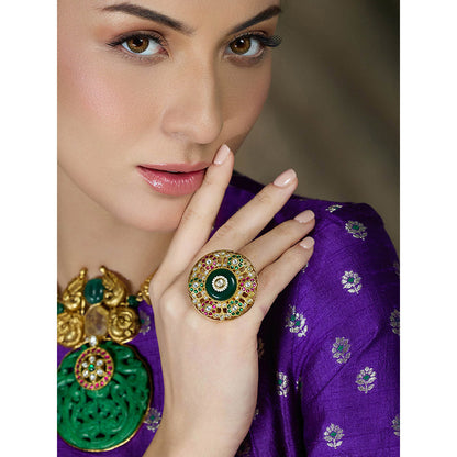 Joules By Radhika Multi-Color Emerald Royal Ring