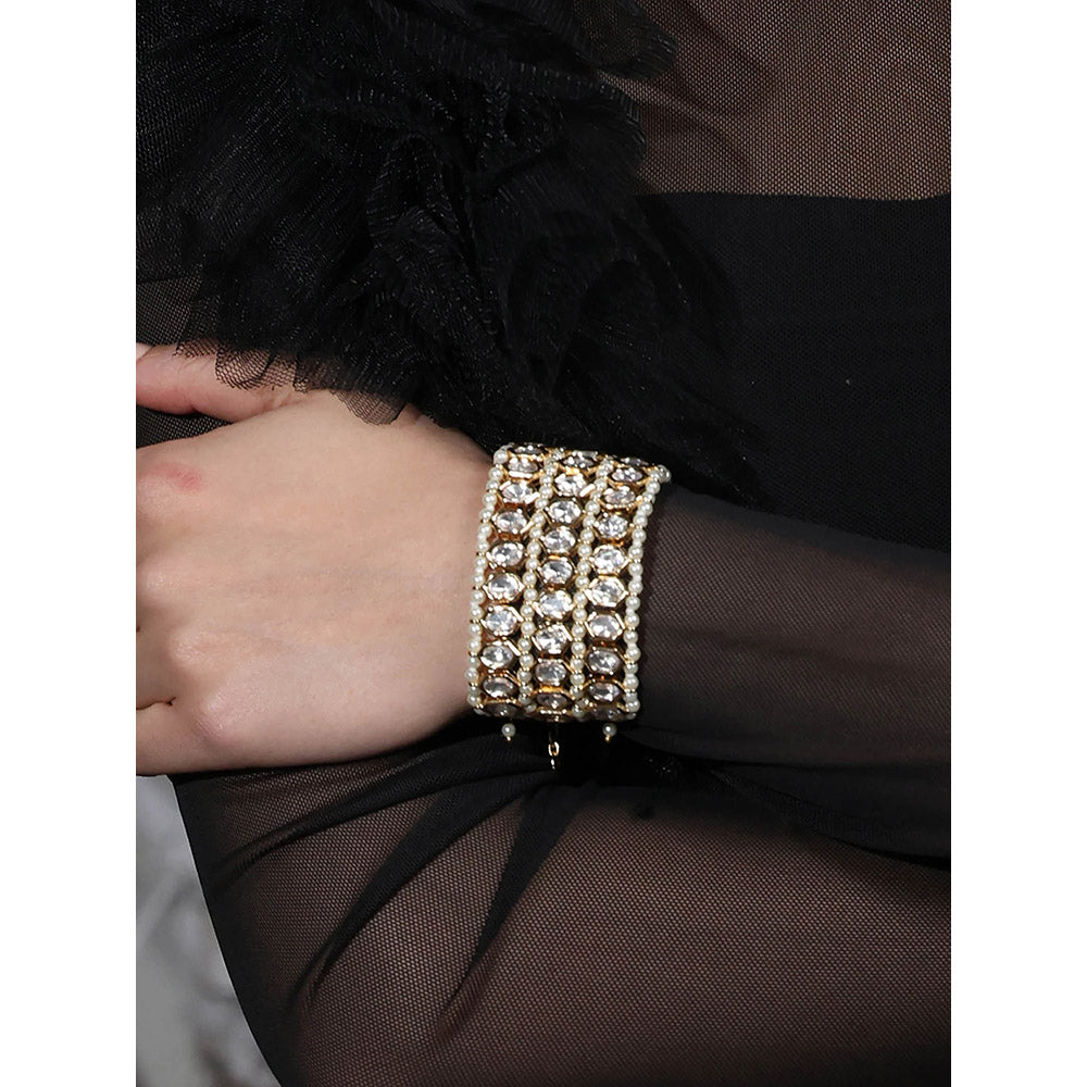 Joules By Radhika White Regal Allure Pearl Mesh Bracelet