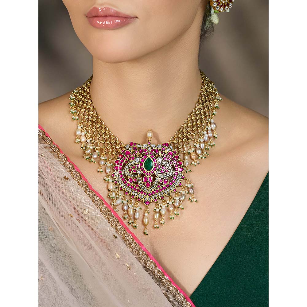 Joules By Radhika Multi-Color Majestic Heartfall Necklace
