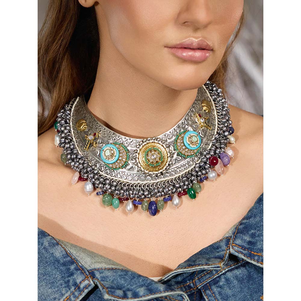 Joules By Radhika Multi-Color Boho Maharani Necklace