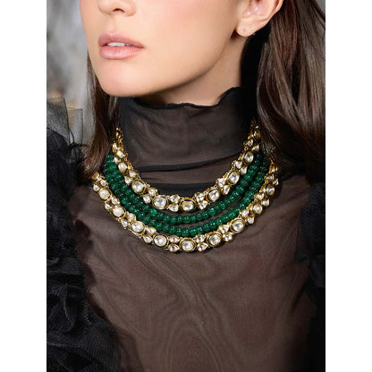 Joules By Radhika Regal Aura Green Polki Necklace
