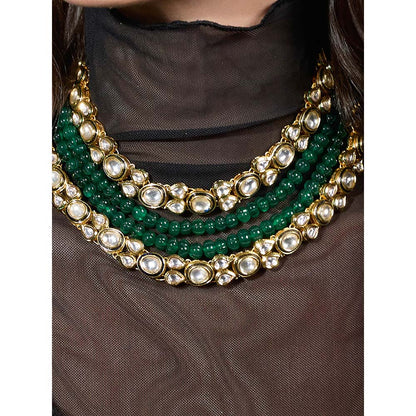 Joules By Radhika Regal Aura Green Polki Necklace