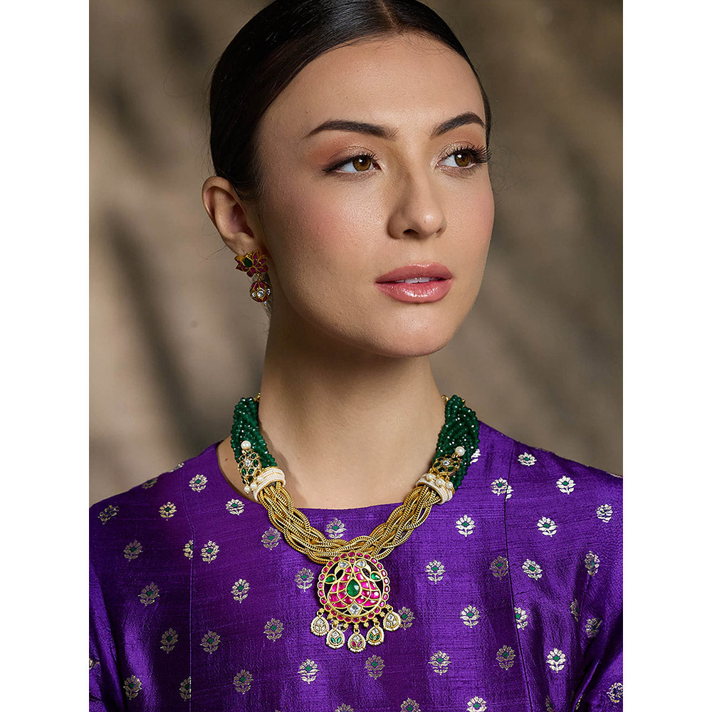Joules By Radhika Multi-Color Radiant Regal Emerald Necklace