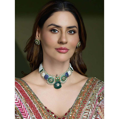 Joules By Radhika Multi-Color Samar Beads Necklace with Earrings