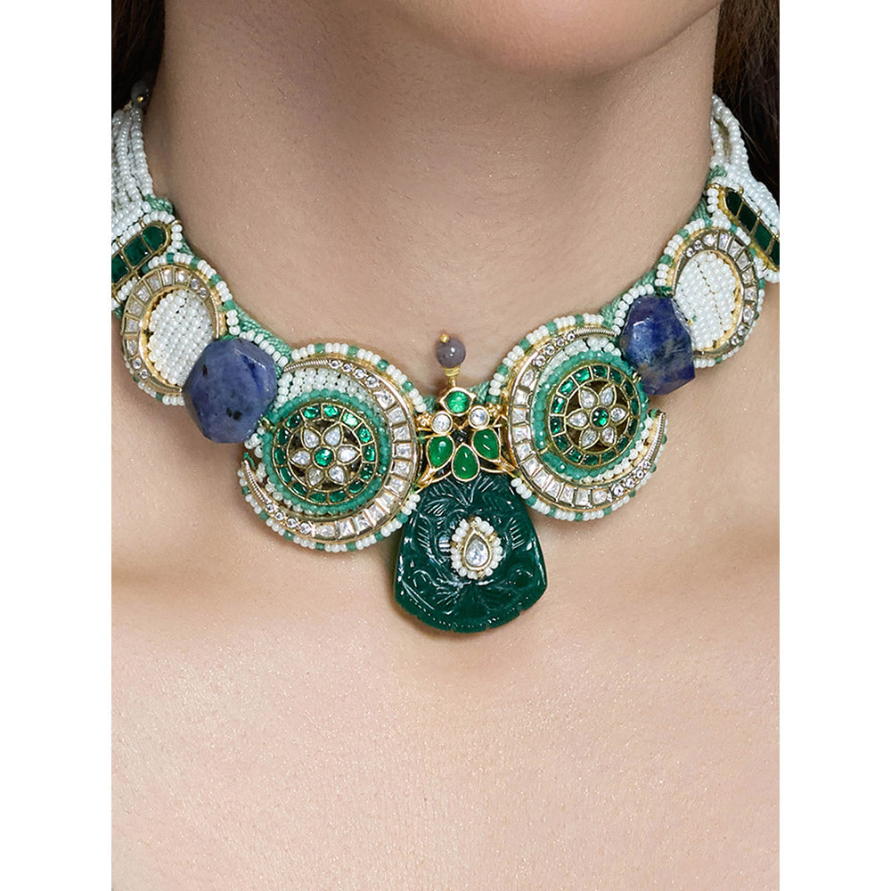 Joules By Radhika Multi-Color Samar Beads Necklace with Earrings