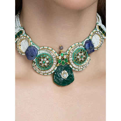 Joules By Radhika Multi-Color Samar Beads Necklace with Earrings