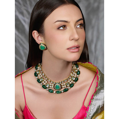 Joules By Radhika Green Noor Emerald Royalty Necklace with Earrings