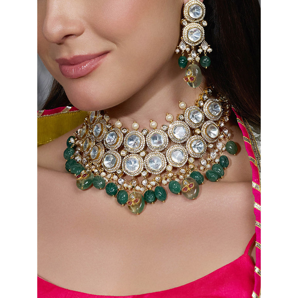 Joules By Radhika White Zahra Mirror Drop Necklace with Earrings