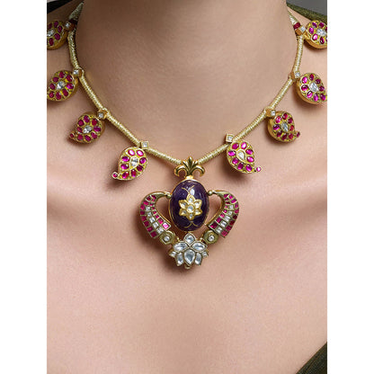 Joules By Radhika Multi-Color Stone Temple Necklace