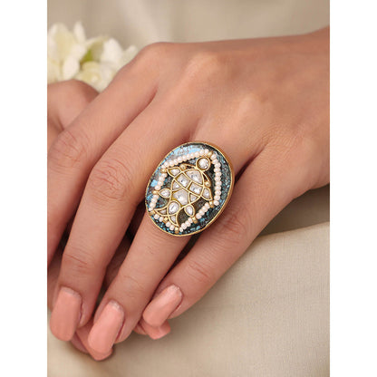 Joules By Radhika White Royal Bloom Enamel Ring