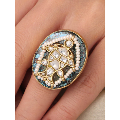 Joules By Radhika White Royal Bloom Enamel Ring