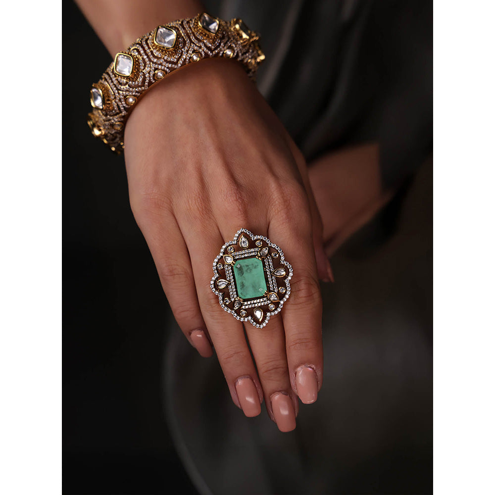 Joules By Radhika Multi-Color Ocean Glow Polki Ring