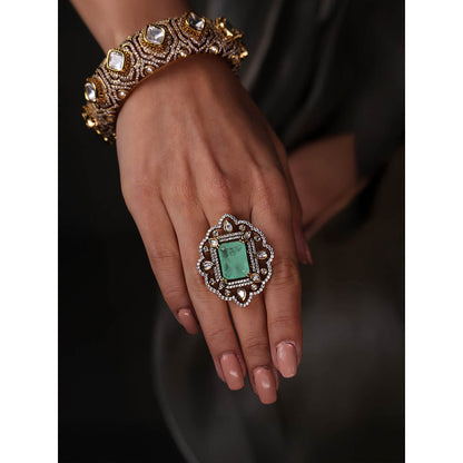 Joules By Radhika Multi-Color Ocean Glow Polki Ring