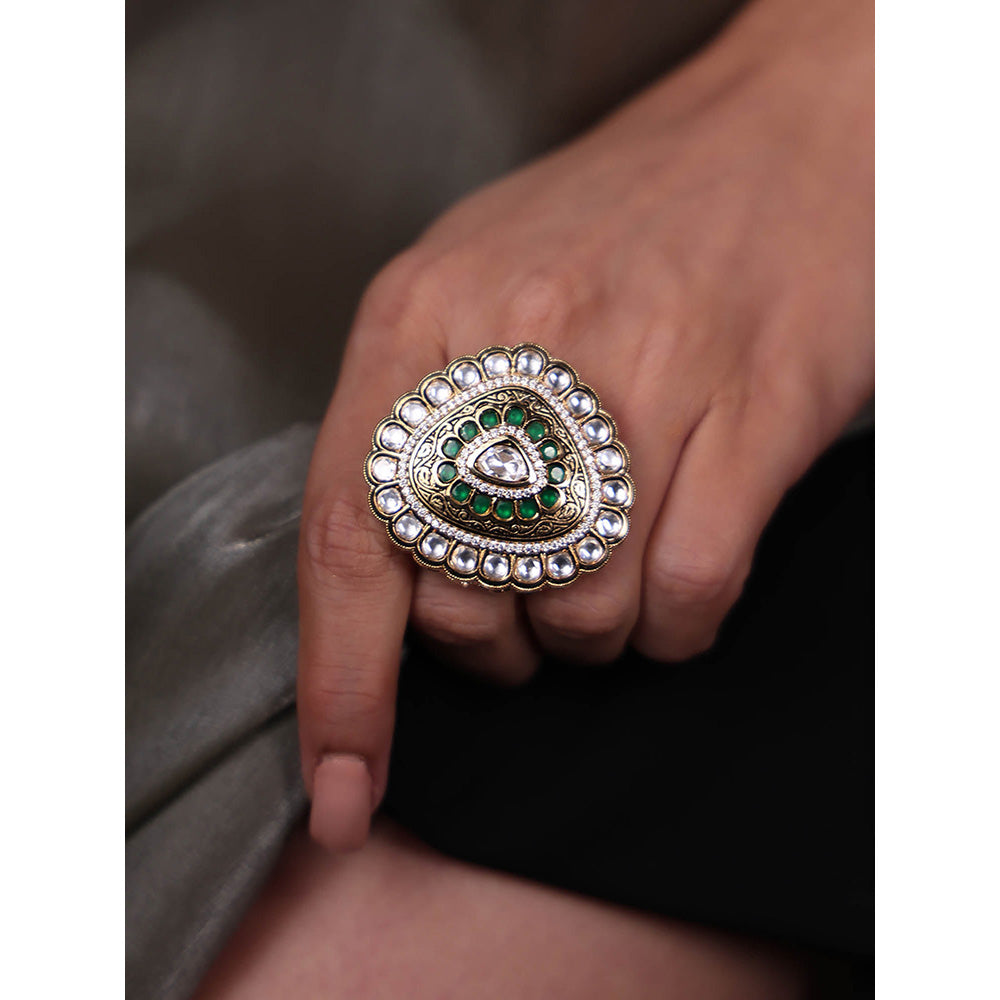 Joules By Radhika Stone and Green Enamel Ring