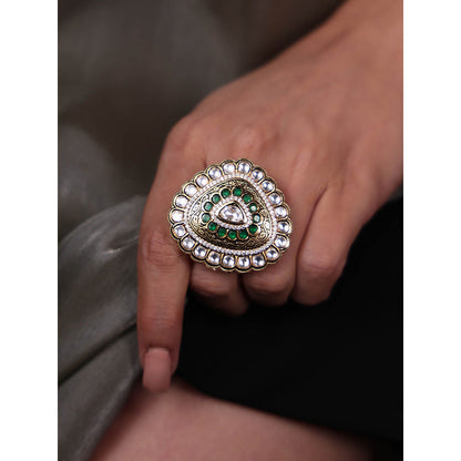 Joules By Radhika Stone and Green Enamel Ring