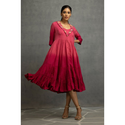 Kahani Lush Ombre Pink Dress with Slip (Set of 2)
