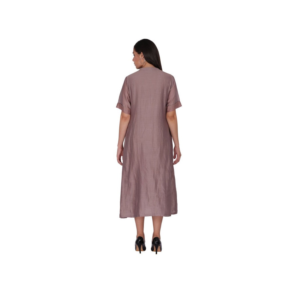 Kahani Lush Brown Chandreri Dress With Embroidery