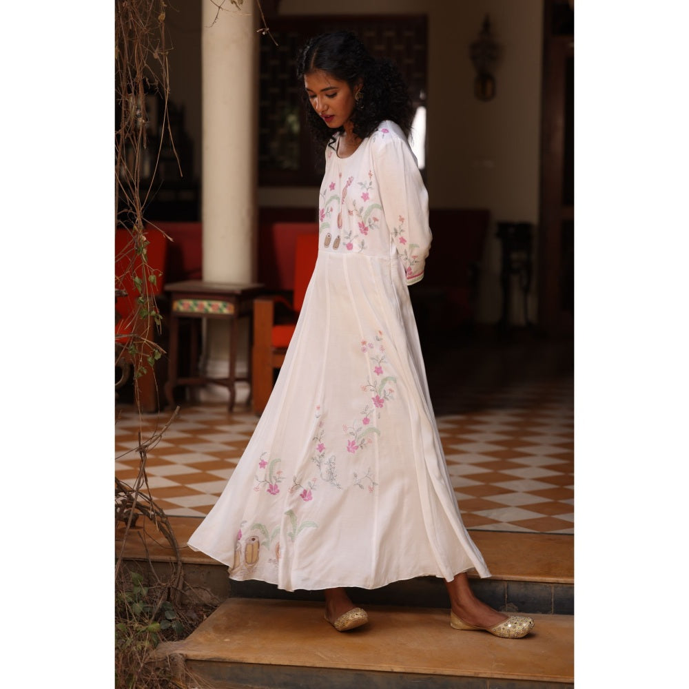 Kahani Lush White Anarkali Dress