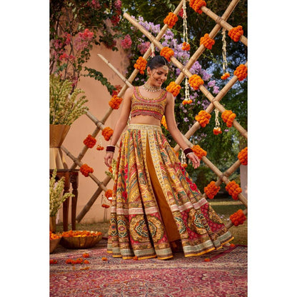 KALISTA Mustard Gulnar Lehenga with Blouse (Set of 2)