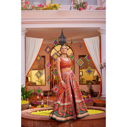 KALISTA Multi-Colour Gulnar Lehenga with Blouse (Set of 2)