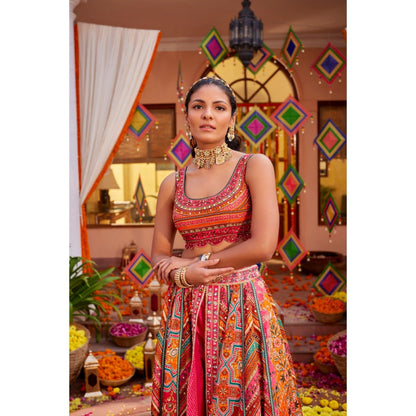 KALISTA Multi-Colour Gulnar Lehenga with Blouse (Set of 2)