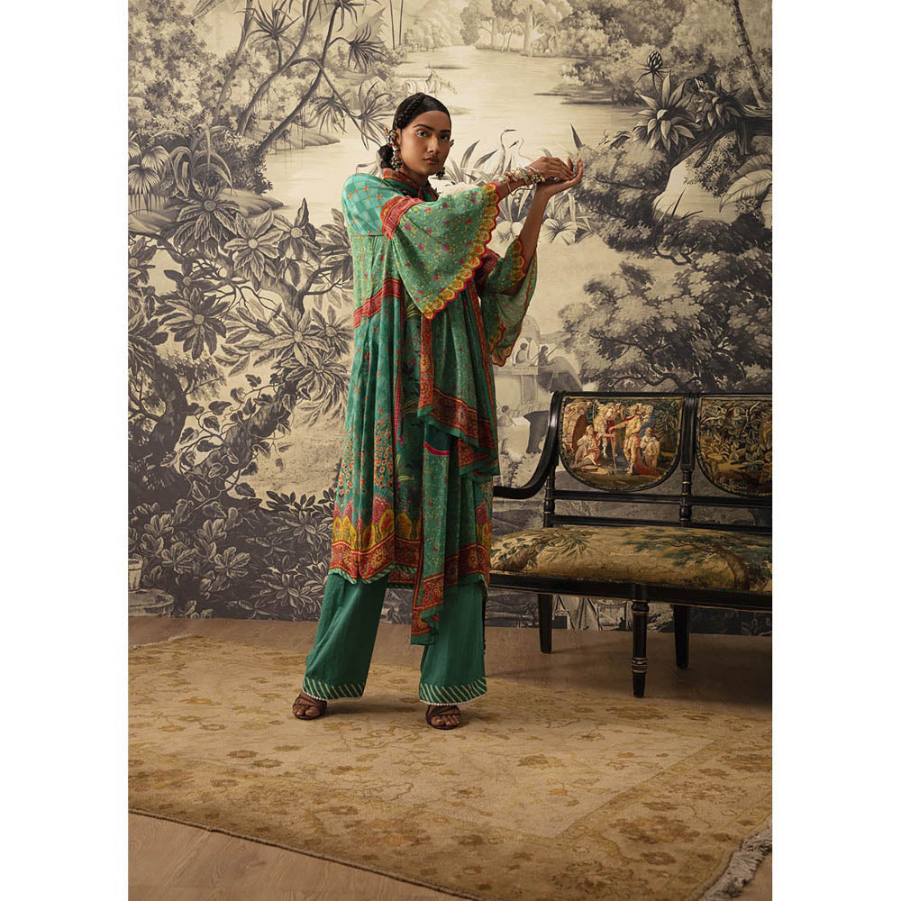 KALISTA Rama Green Kurta with Pant and Dupatta (Set of 3)