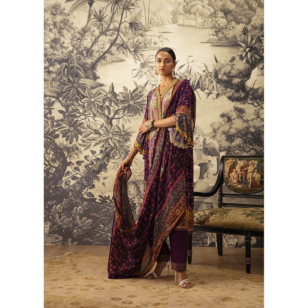 KALISTA Purple Riah Kurta with Pant and Dupatta (Set of 3)