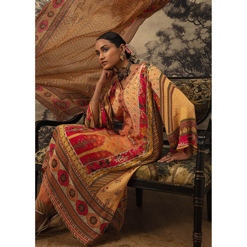 KALISTA Yellow Zoya Kurta with Pant and Dupatta (Set of 3)