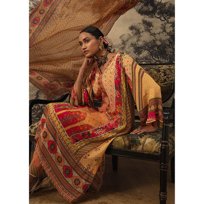 KALISTA Yellow Zoya Kurta with Pant and Dupatta (Set of 3)