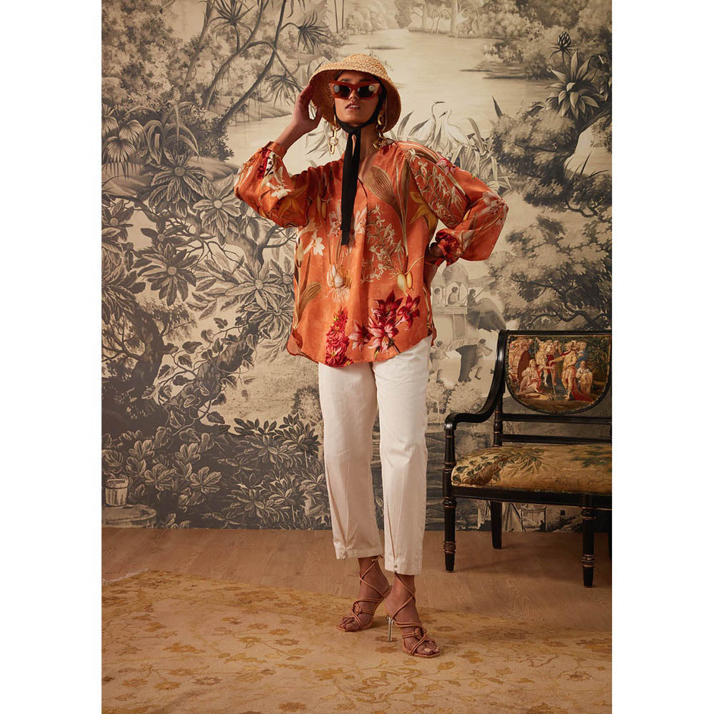 KALISTA Orange Dahlia Tunic with Pant (Set of 2)