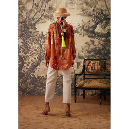 KALISTA Orange Dahlia Tunic with Pant (Set of 2)