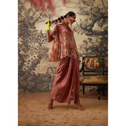KALISTA Mauve Iris Kaftan with Skirt (Set of 2)