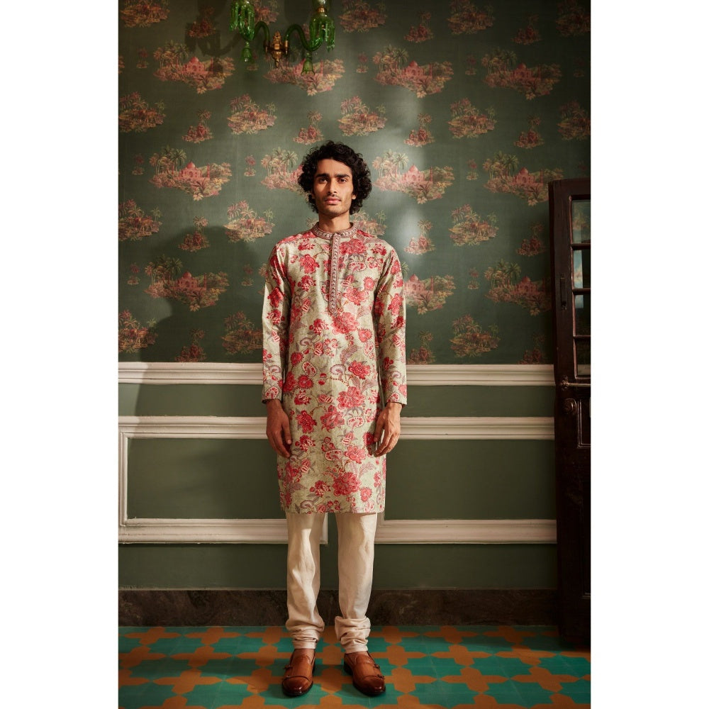 KALISTA Green Arsh Kurta with Churidar (Set of 2)