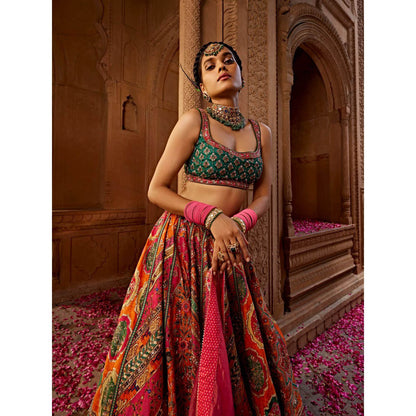 KALISTA Pink Aadhya Lehenga with Blouse and Dupatta (Set of 3)