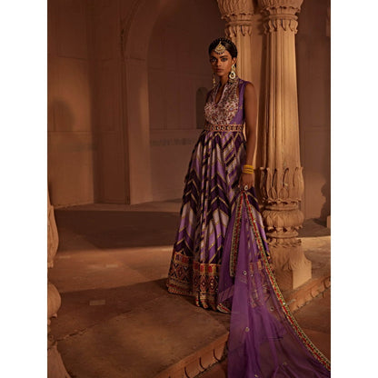 KALISTA Lavender Leher Anarkali with Dupatta (Set of 2)