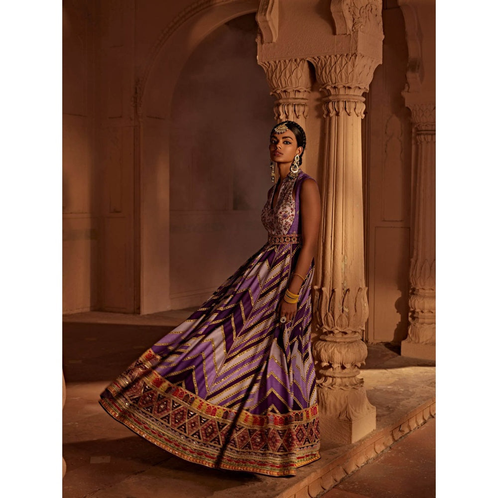 KALISTA Lavender Leher Anarkali with Dupatta (Set of 2)