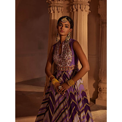 KALISTA Lavender Leher Anarkali with Dupatta (Set of 2)