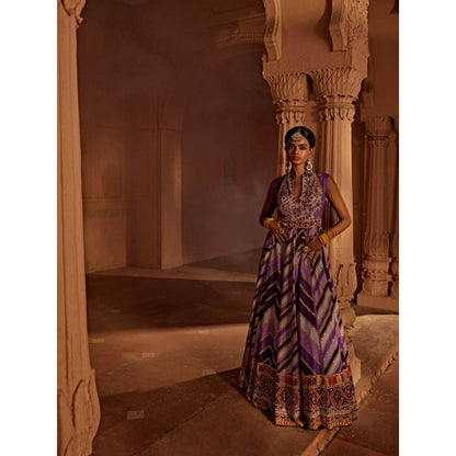 KALISTA Lavender Leher Anarkali with Dupatta (Set of 2)