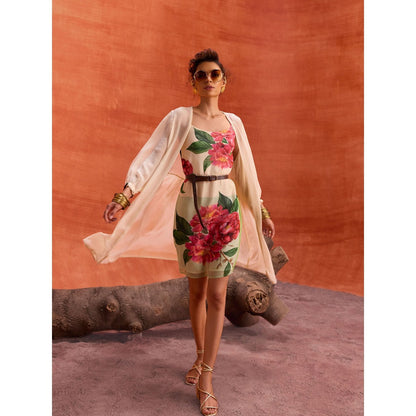 KALISTA Multi-Colour Rosalia Dress with Cape (Set of 2)