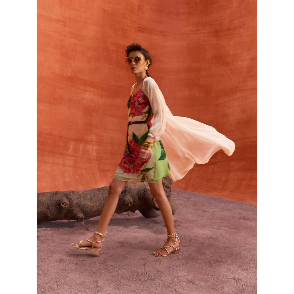 KALISTA Multi-Colour Rosalia Dress with Cape (Set of 2)