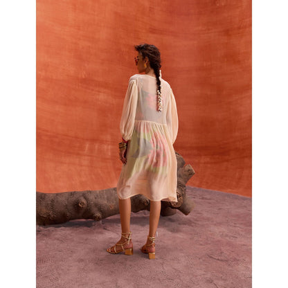KALISTA Multi-Colour Rosalia Dress with Cape (Set of 2)