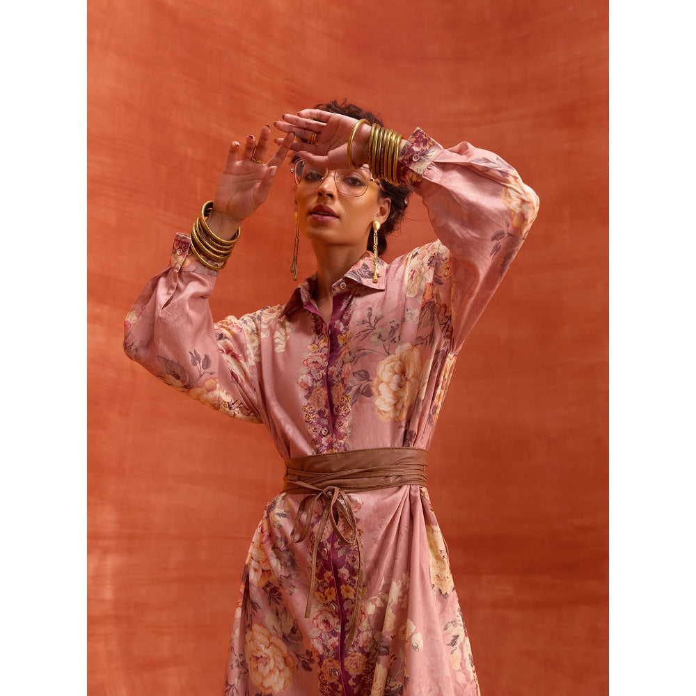 KALISTA Blush Pink Tiffiny Dress with Belt (Set of 2)