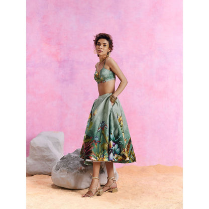 KALISTA Slate Green Amelia Skirt with Bustier (Set of 2)