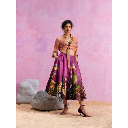 KALISTA Purple Amelia Skirt with Shirt and Bustier (Set of 3)