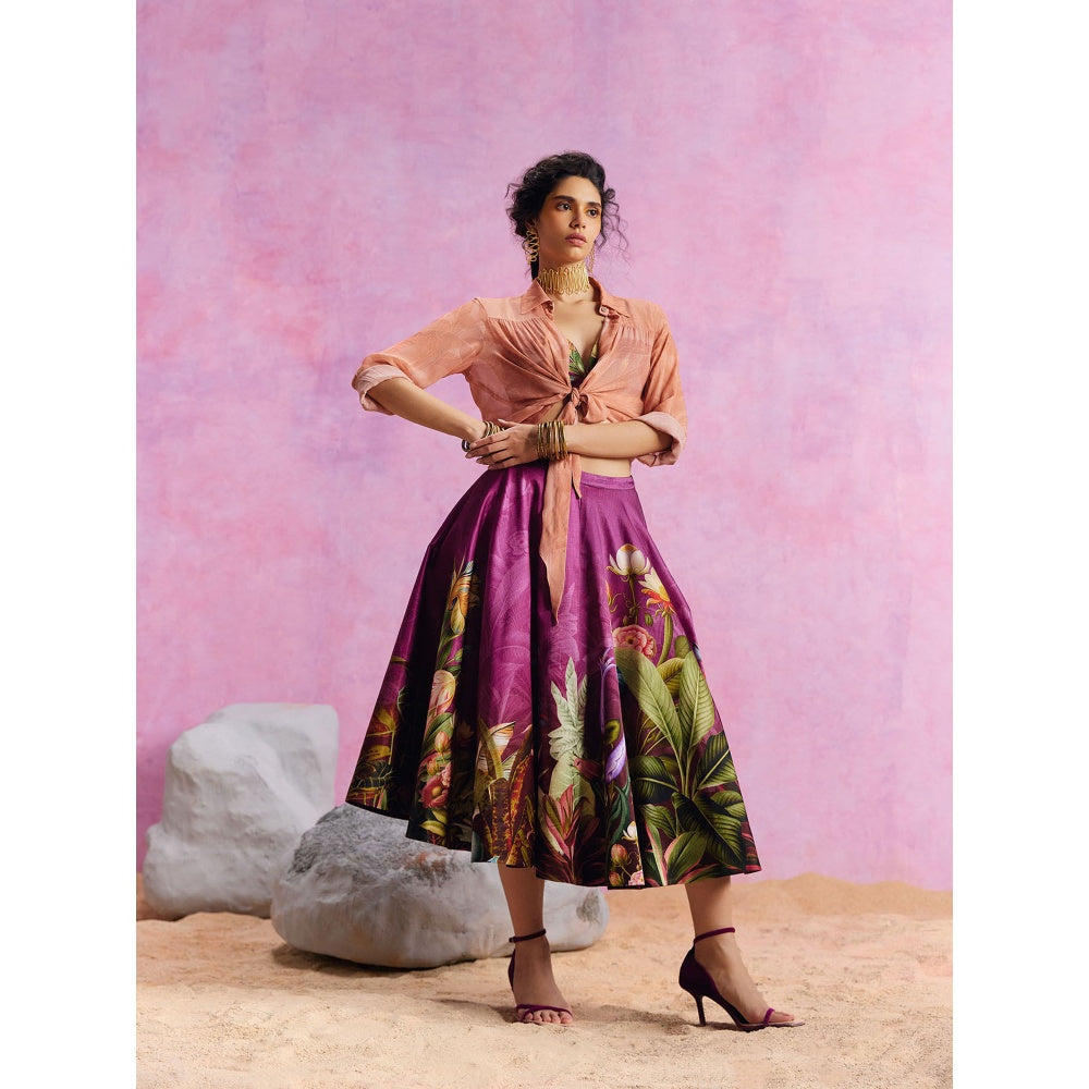 KALISTA Purple Amelia Skirt with Shirt and Bustier (Set of 3)