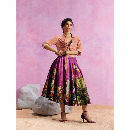 KALISTA Purple Amelia Skirt with Shirt and Bustier (Set of 3)