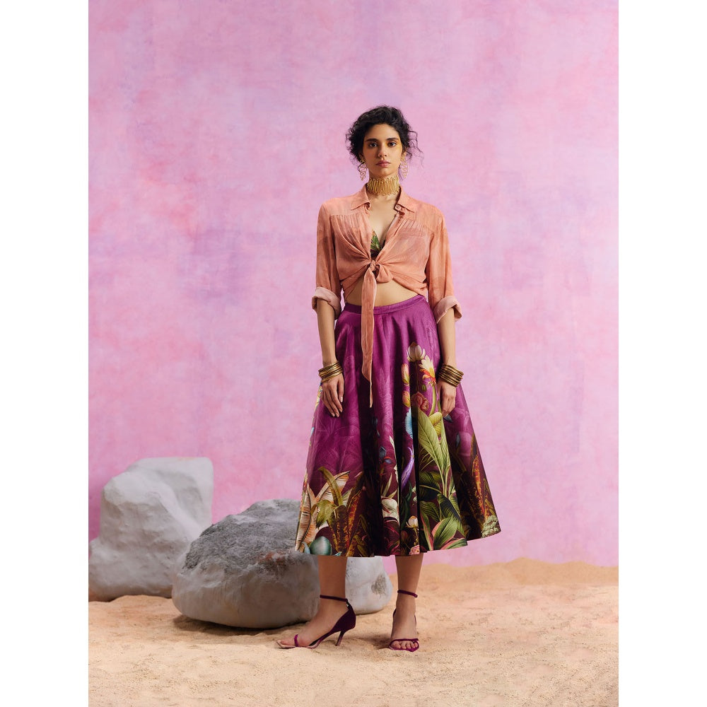 KALISTA Purple Amelia Skirt with Shirt and Bustier (Set of 3)