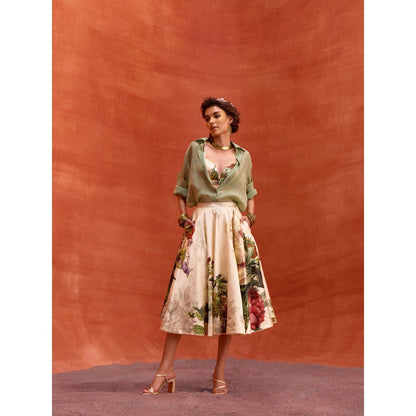 KALISTA Beige Melinda Skirt with Shirt and Bustier (Set of 3)